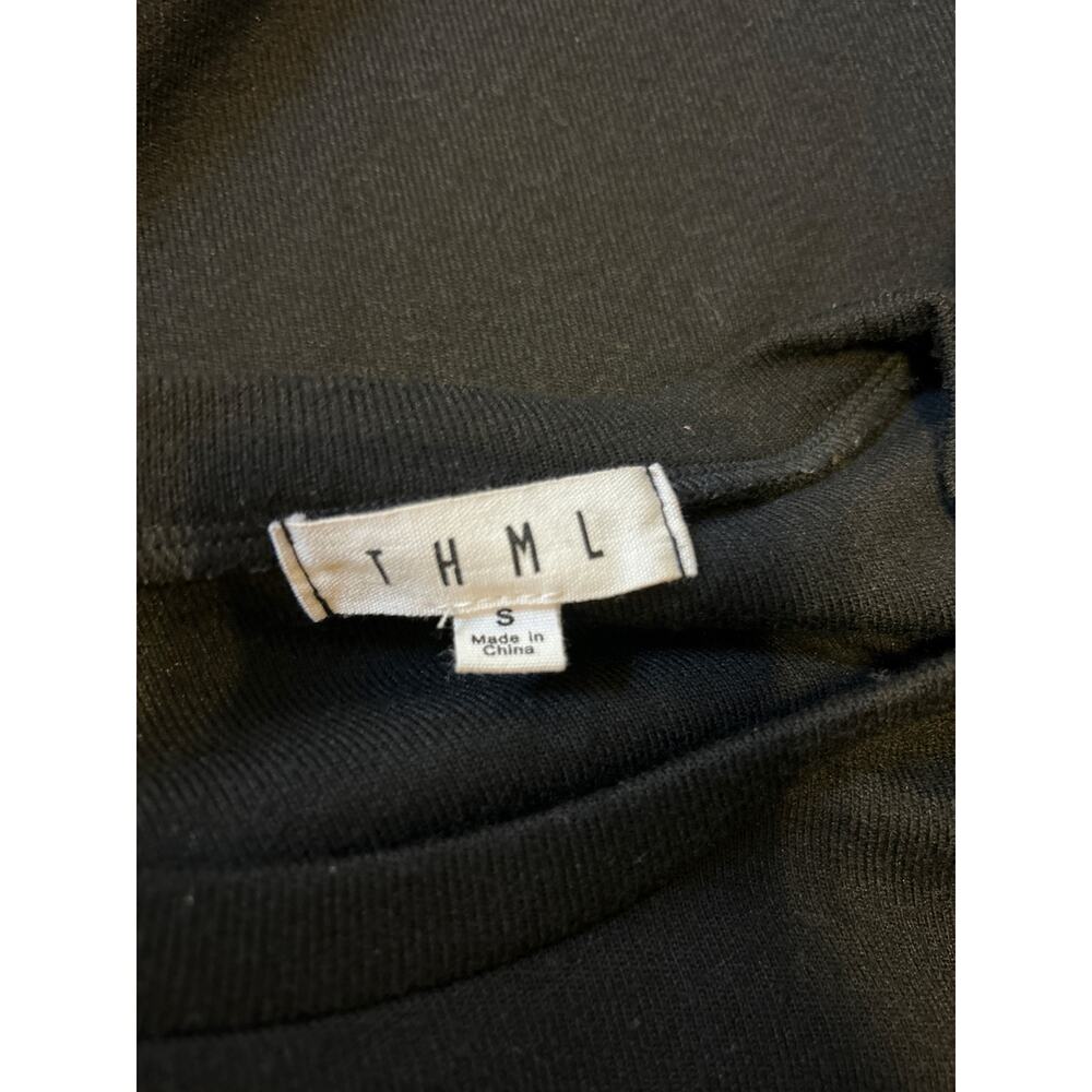 THML | Black Faux Leather Puff Sleeve Shirt Dress | Small - Picture 9 of 10